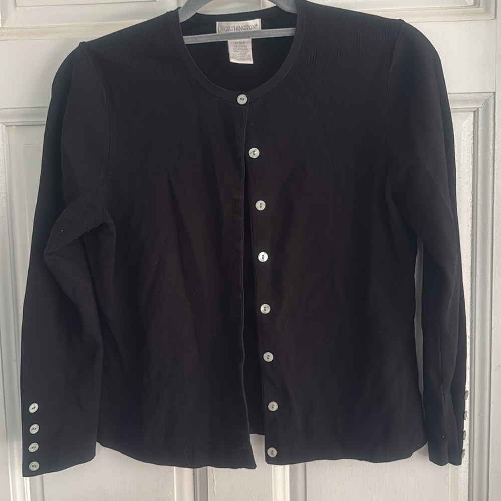 Worthington Petite Charcoal Blouse sz M